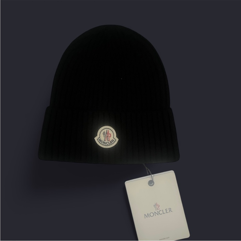 Moncler Black Knit Beanie